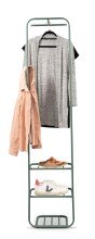 Wandgarderobe >Nizza< in mintgrün, Metall - 48x183x42cm (BxHxT)