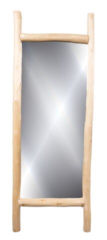 Standspiegel >Samuel< in hellbraun, Massivholz / Glas - 50x140x5cm (BxHxT)