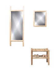 Standspiegel >Samuel< in hellbraun, Massivholz /...
