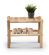 Sitzbank >Samuel< in hellbraun, Massivholz - 60x50x30cm (BxHxT)