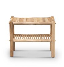 Sitzbank >Samuel< in hellbraun, Massivholz - 60x50x30cm (BxHxT)