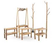 Sitzbank >Samuel< in hellbraun, Echtholz - 73x184x30cm (BxHxT)