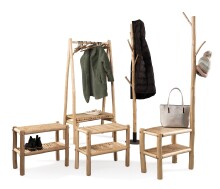 Sitzbank >Samuel< in hellbraun, Echtholz - 73x184x30cm (BxHxT)