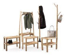 Sitzbank >Samuel< in hellbraun, Echtholz - 73x184x30cm (BxHxT)