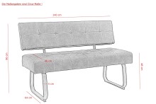 Essbank >Laila-I< in Vintage Anthrazit, Metall / Polyester - 140x90x64cm (BxHxT)