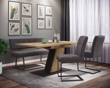 Essbank >Laila-I< in Vintage Anthrazit, Metall / Polyester - 140x90x64cm (BxHxT)