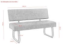 Essbank >Laila-I< in Vintage Anthrazit, Metall / Polyester - 140x90x64cm (BxHxT)