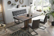 Essbank >Laila-I< in Vintage Anthrazit, Metall / Polyester - 140x90x64cm (BxHxT)