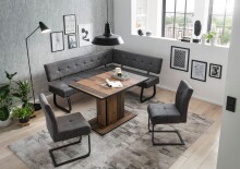 Eckbank >Laila-I< in Vintage Anthrazit, Metall / Microfaser - 202x92x46 (BxHxT)