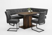 Eckbank >Laila-I< in Vintage Anthrazit, Metall / Microfaser - 202x92x46 (BxHxT)