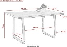 Esstisch >Leila-I< in Viking Oak/anthrazit - 140x76x90 (BxHxT)