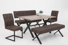 Sitzbank >Dosi-I< in Vintage braun, Metall / Softex - 140x93x61cm (BxHxT)