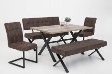 Sitzbank >Dosi-I< in Vintage braun, Metall / Softex - 140x93x61cm (BxHxT)