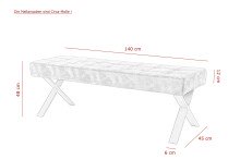 Sitzbank >Dosi-I< in Vintage braun, Metall / Softex - 140x48x45cm (BxHxT)