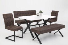 Sitzbank >Dosi-I< in Vintage braun, Metall / Softex - 140x48x45cm (BxHxT)