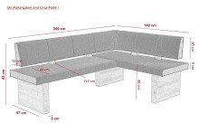 Eckbank >Lawton< in Anthrazit/Artisan Eiche - 200x83x57 (BxHxT)