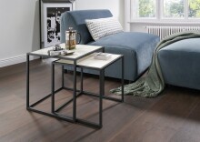 Beistelltisch >2/052-19< in Marmor hell, Metall - 45x47x45cm (BxHxT)