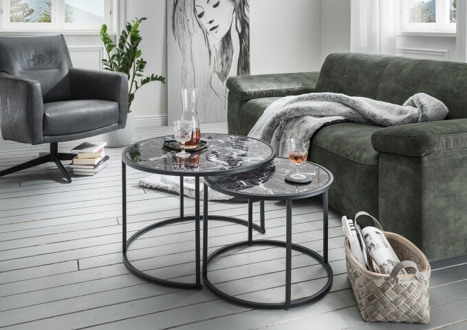 Beistelltisch >2/053-05.23< in Marmor schwarz - 42x65 (HxD)