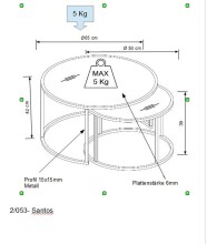 Beistelltisch >2/053-05.23< in Marmor schwarz - 42x65 (HxD)