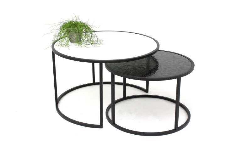 Beistelltisch >2/053-11.05< in Schwarz/Weiß - 42x65 (HxD)