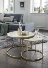 Beistelltisch >2/053-39.19< in Marmor hell, Matall Schwarz - 42x65cm (HxD)