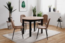 Esstisch >Coburg< in Artisan Oak / schwarz - 100x76x100cm (BxHxT)