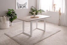 Esstisch >Houston< in Sandstein / weiß - 120x75x80cm (BxHxT)