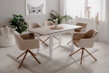 Esstisch >Houston< in Sandstein / weiß - 120x75x80cm (BxHxT)