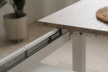 Esstisch >Houston< in Sandstein / weiß - 120x75x80cm (BxHxT)