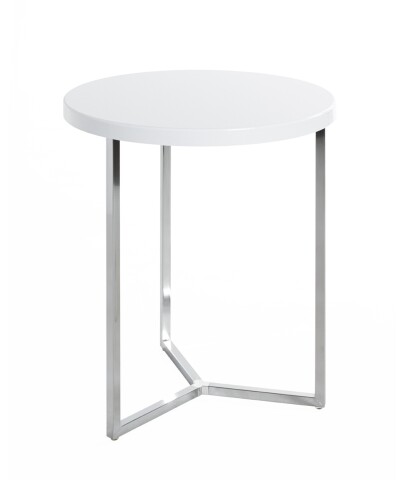 Beistelltisch >16340< in chrom-weiß, MDF, Metall - 54x45cm (HxD)