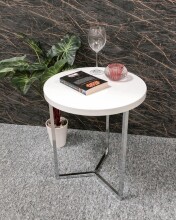 Beistelltisch >16340< in chrom-weiß, MDF, Metall - 54x45cm (HxD)