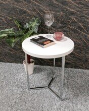 Beistelltisch >16340< in chrom-weiß, MDF, Metall - 54x45cm (HxD)