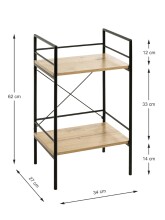 Beistelltisch >21957< in schwarz-eiche, MDF, Metall - 34x62x27cm (BxHxT)