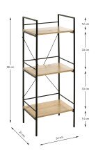Regal >21958< in schwarz-eiche, MDF, Metall - 34x96x27cm (BxHxT)