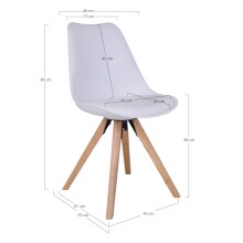 Schalenstuhl >Bergen< (2er-Set) in Weiss, Glattlederoptik - 48x86x55cm (BxHxT)