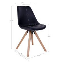 Schalenstuhl >Bergen< (2er-Set) in Schwarz, Glattlederoptik - 48x86x55cm (BxHxT)