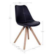 Schalenstuhl >Bergen< (2er-Set) in Schwarz, Glattlederoptik - 48x86x55cm (BxHxT)