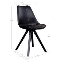 Schalenstuhl >Bergen< (2er-Set) in Schwarz, Glattlederoptik - 48x86x55cm (BxHxT)
