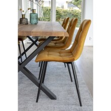 Polsterstuhl >Middelfart< (2er-Set) in Senfgelb, Velour - 44x86x55cm (BxHxT)