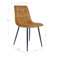 Polsterstuhl >Middelfart< (2er-Set) in Senfgelb, Velour - 44x86x55cm (BxHxT)