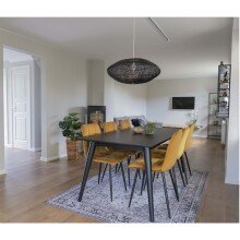 Polsterstuhl >Middelfart< (2er-Set) in Senfgelb, Velour - 44x86x55cm (BxHxT)