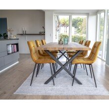 Polsterstuhl >Middelfart< (2er-Set) in Senfgelb, Velour - 44x86x55cm (BxHxT)