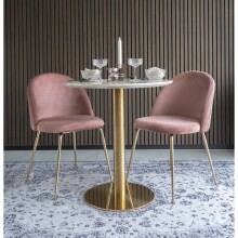 Polsterstuhl >Geneva< (2er-Set) in Rosa, Velour - 51x78x52cm (BxHxT)