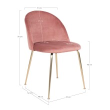 Polsterstuhl >Geneva< (2er-Set) in Rosa, Velour - 51x78x52cm (BxHxT)