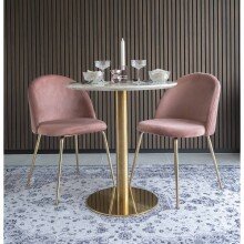 Polsterstuhl >Geneva< (2er-Set) in Rosa, Velour - 51x78x52cm (BxHxT)
