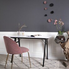 Polsterstuhl >Geneva< (2er-Set) in Rosa, Velour - 51x78x52cm (BxHxT)