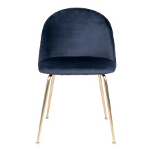 Polsterstuhl >Geneva< (2er-Set) in Blau, Velour - 51x78x52cm (BxHxT)