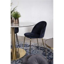 Polsterstuhl >Geneva< (2er-Set) in Blau, Velour - 51x78x52cm (BxHxT)