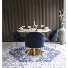Polsterstuhl >Geneva< (2er-Set) in Blau, Velour - 51x78x52cm (BxHxT)