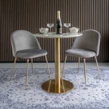 Polsterstuhl >Geneva< (2er-Set) in Grau, Velour - 51x78x52cm (BxHxT)